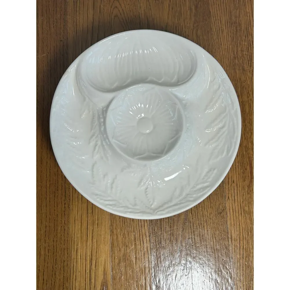 Vintage California USA Artichoke Plate White Embossed Serving Dish